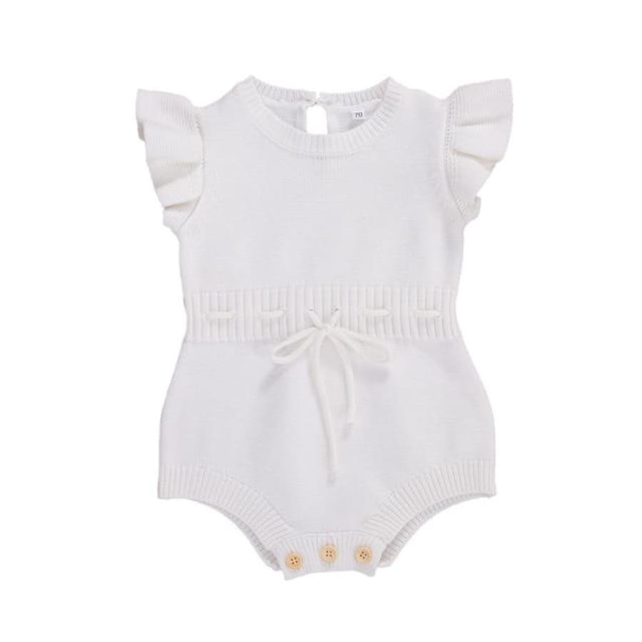 Adalyn Sleeveless Knitted Romper - White / 6-12 Months - Rompers rompers