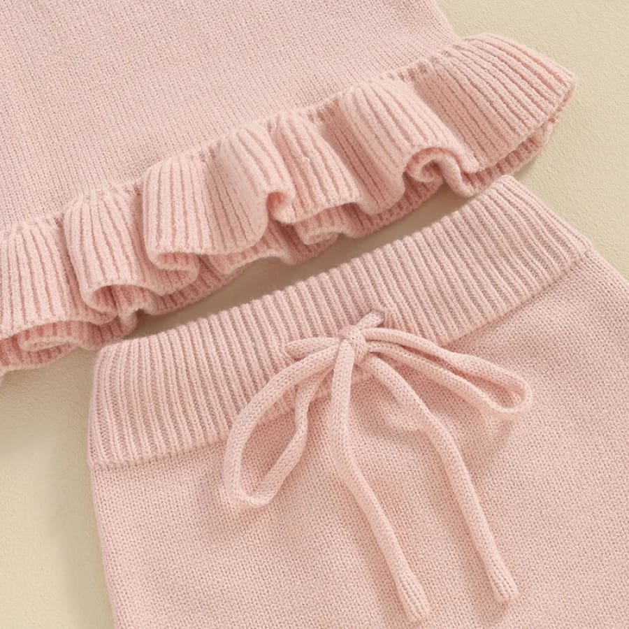 Amara Frill Knit Bloomer Set - Pink