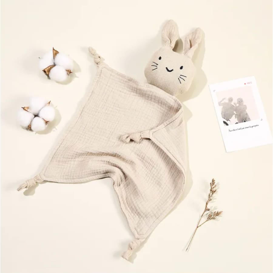 Bobbi the Bunny Cotton Muslin Baby Comforter — Natural