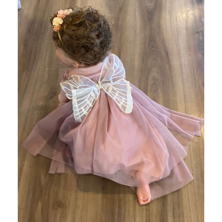 Caria Butterfly Wing Dress - Mauve - 18-24 Months