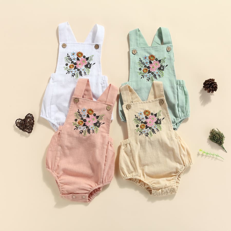 Claudine Floral Romper - White - 0-3 Months