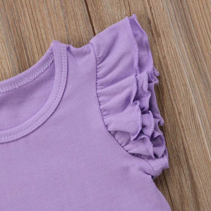 Prue Flutter Sleeve T’Shirt - Purple