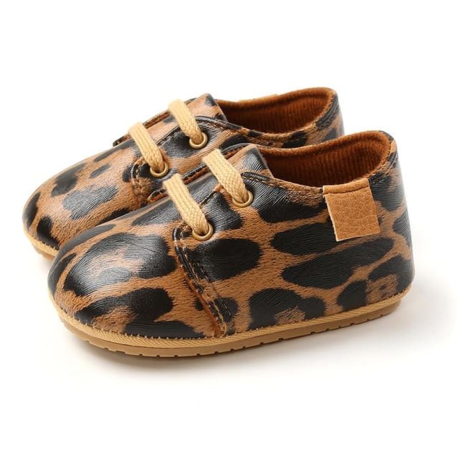 Aiden Faux Lace Up Pre Walker - Leopard / 0-6 Months - Shoes shoes