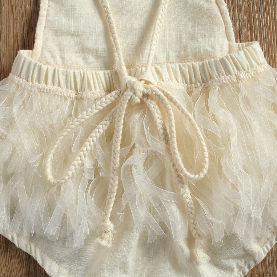 Aria Crochet Lace Up Romper - 0-6 Months - Rompers Rompers
