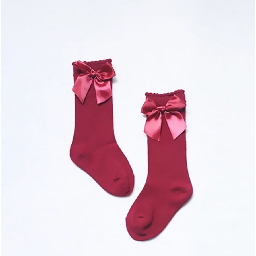 Bow Princess Knee High Socks - Red / S - Socks Socks 25% off