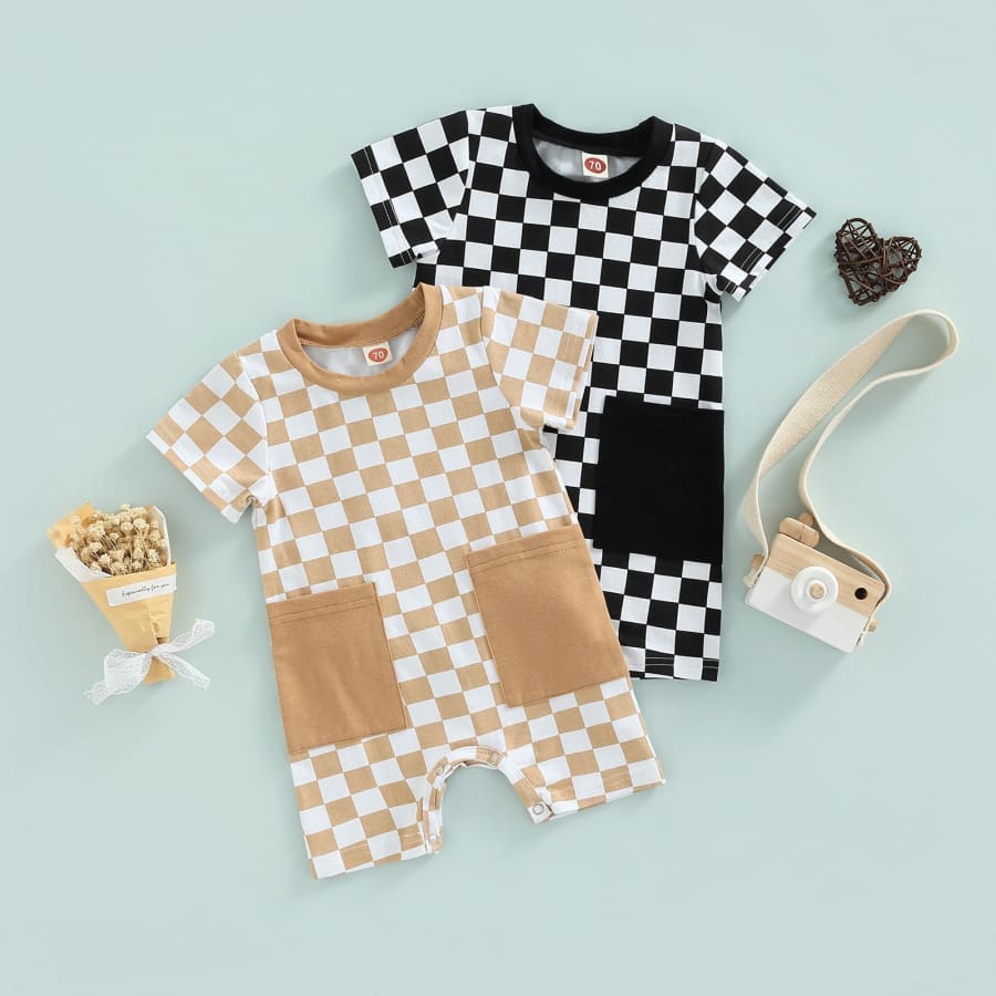 Cody Checkers Jumpsuit - Natural