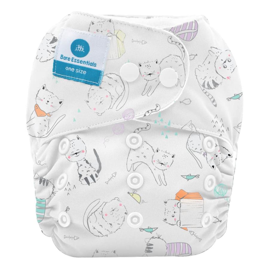 itti Snap Bare Essentials One Size Fits Most Nappy – Kittie - Bamboo - Cloth Nappies cloth nappy