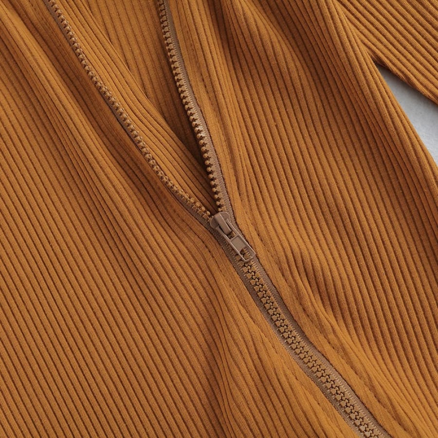 Serenity Flutter Zip Jumpsuit - Brown - Jumpsuit jumpsuit