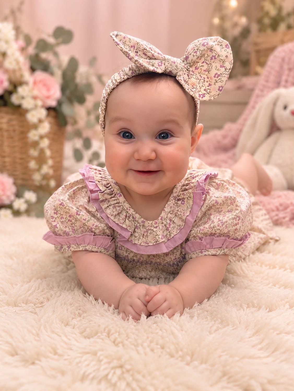 Goo & Co. Poppy Vintage Floral Smocked Romper