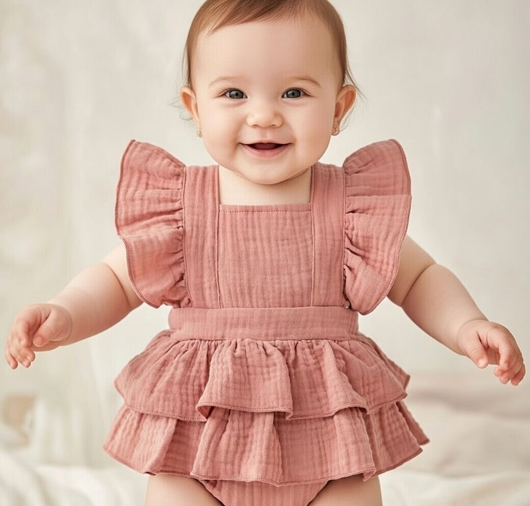 Honey Ruffle Romper - Coffee