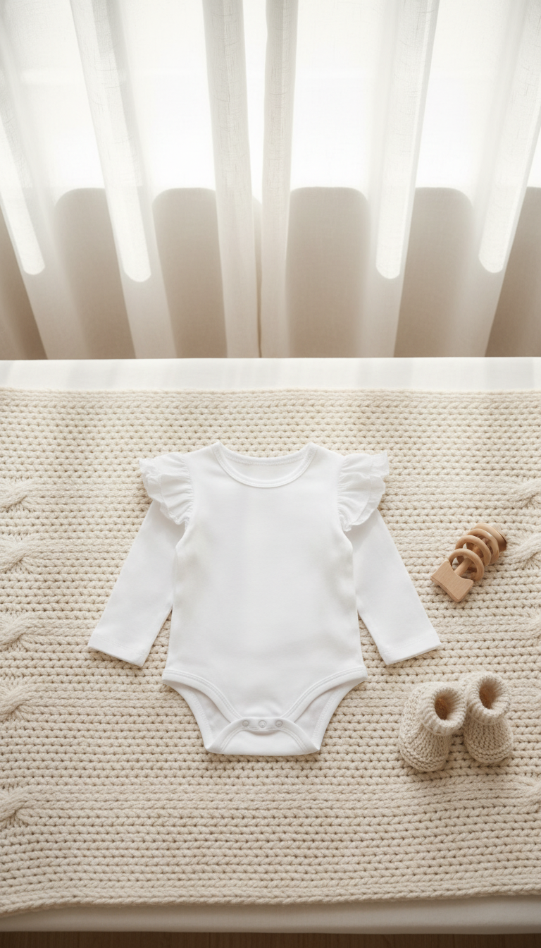 Ruby Long Sleeve Flutter Onesie - White