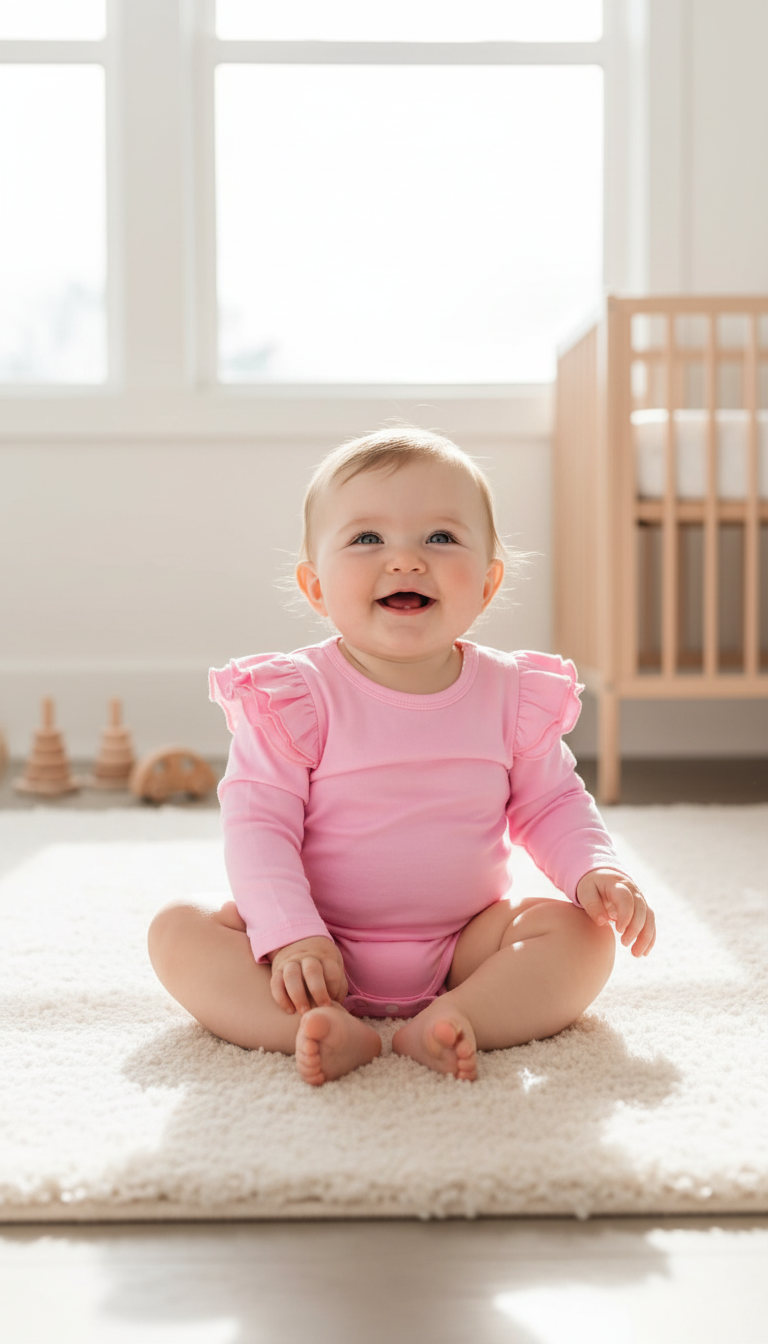 Ruby Long Sleeve Flutter Onesie - Pink