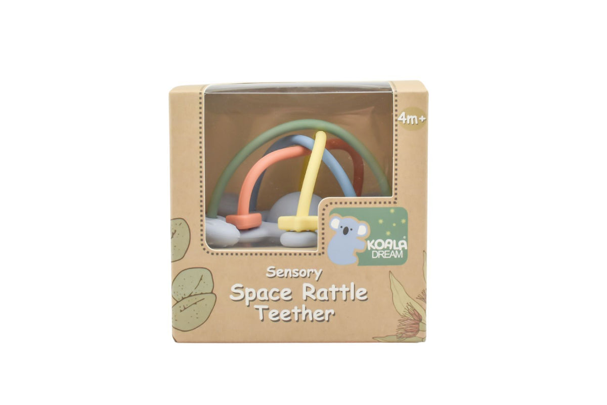 Koala Dream Silicone Sensory Space Rattle Teether Blue