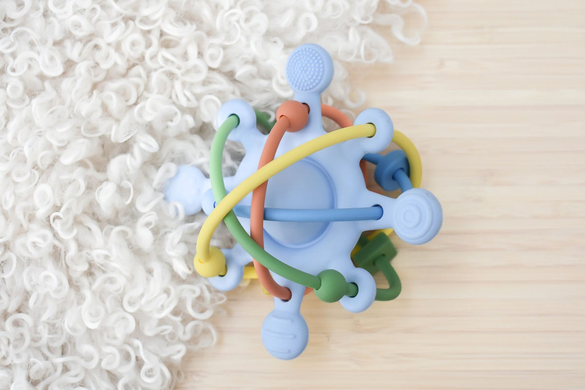 Koala Dream Silicone Sensory Space Rattle Teether Blue