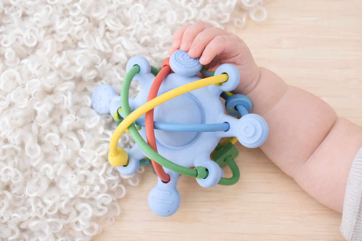 Koala Dream Silicone Sensory Space Rattle Teether Blue