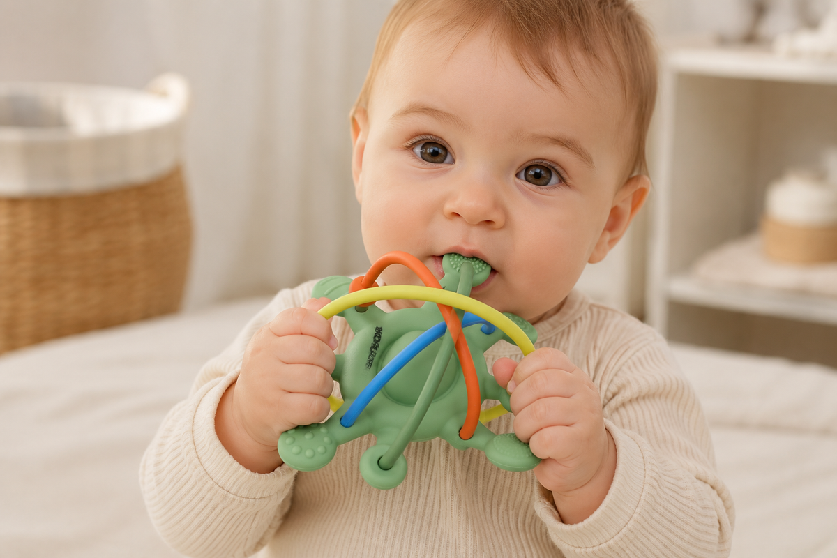 Koala Dream Silicone Sensory Space Rattle Teether Green