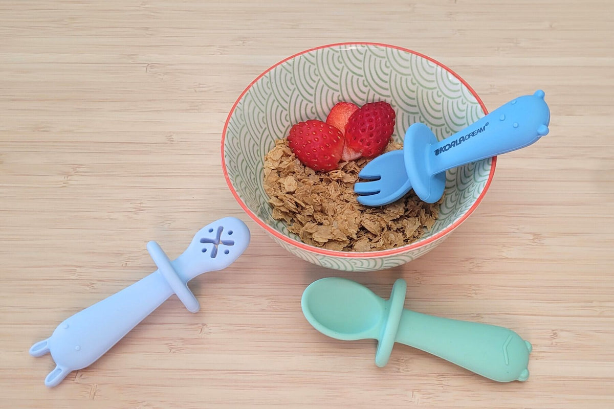 Koala Dream Silicone Animal Sensory Spoons - Blue/Green