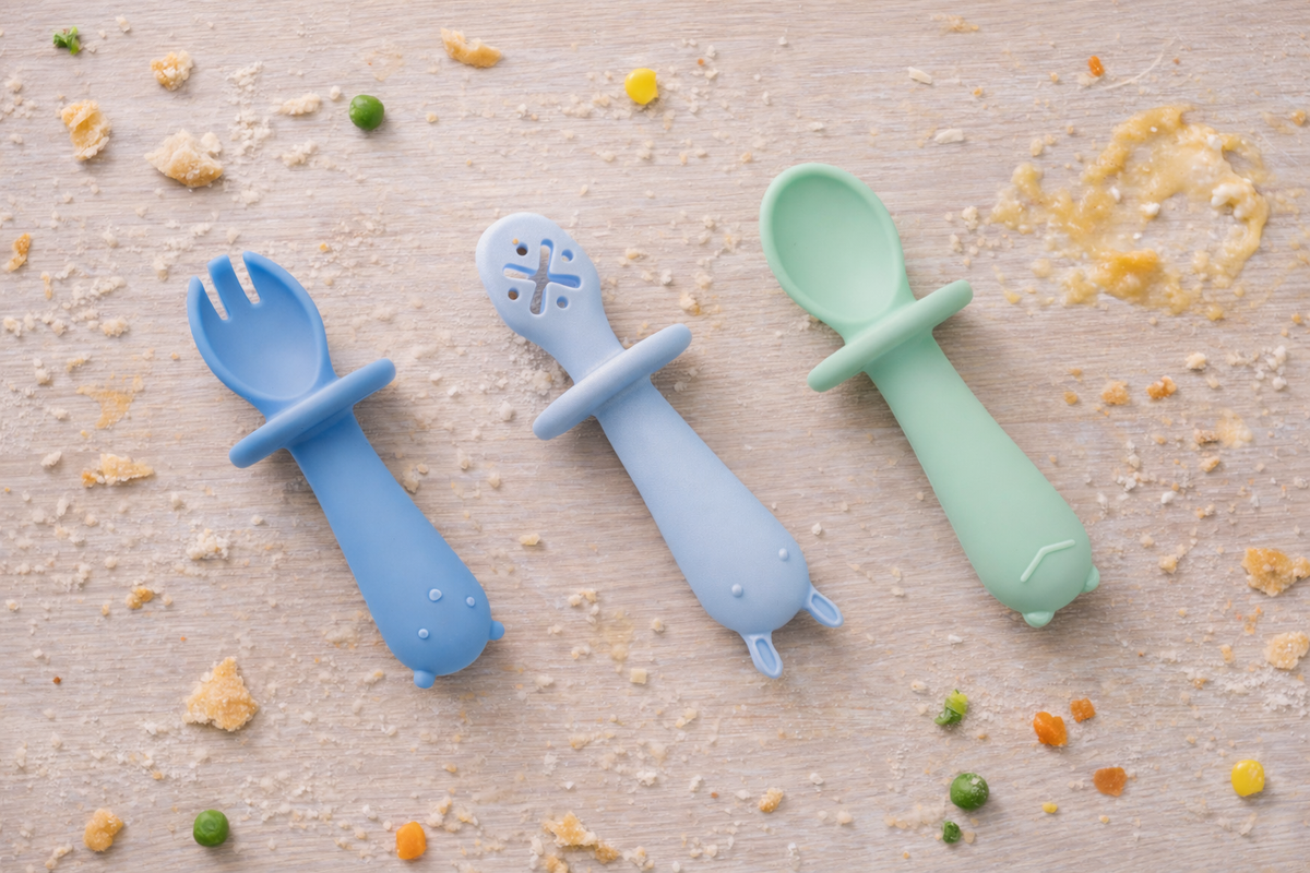 Koala Dream Silicone Animal Sensory Spoons - Blue/Green