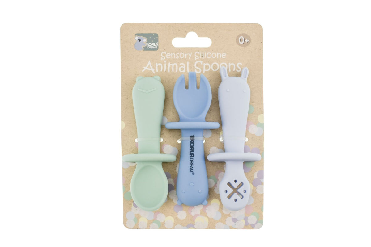 Koala Dream Silicone Animal Sensory Spoons - Blue/Green