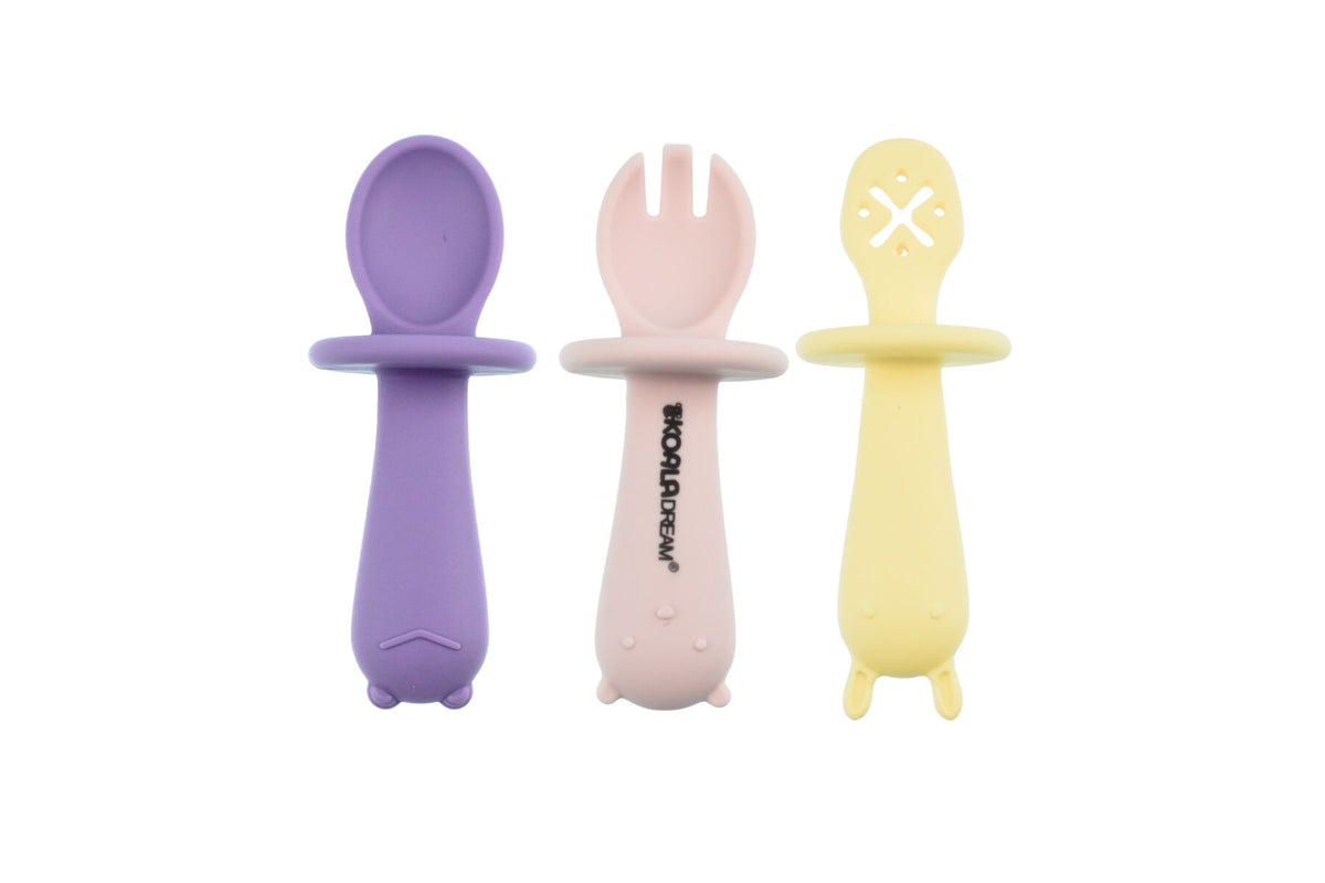 Koala Dream Silicone Animal Sensory Spoons - Pink/Yellow