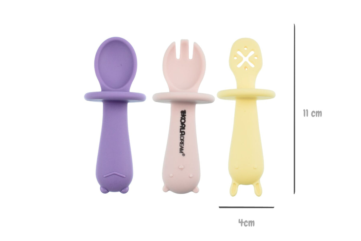 Koala Dream Silicone Animal Sensory Spoons - Pink/Yellow