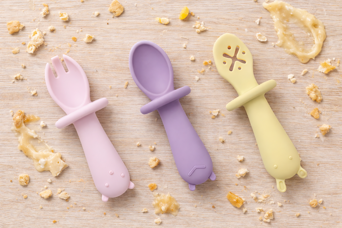 Koala Dream Silicone Animal Sensory Spoons - Pink/Yellow