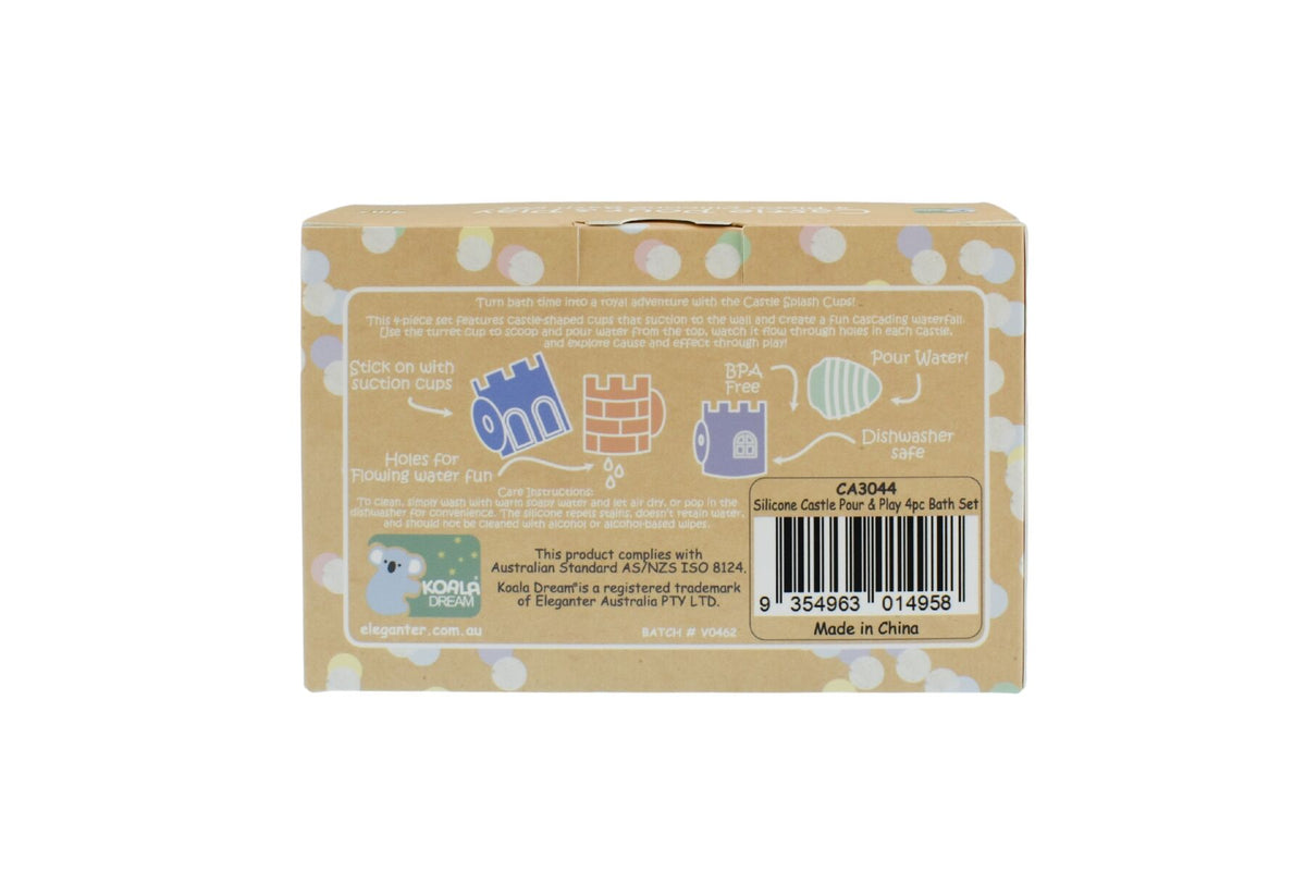 Koala Dream Silicone Castle Pour & Play 4 Piece Bath Set