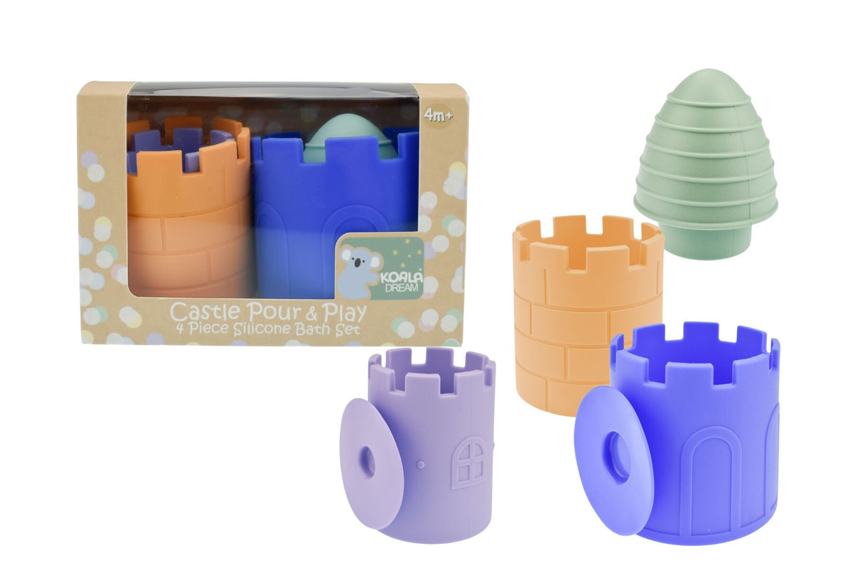 Koala Dream Silicone Castle Pour & Play 4 Piece Bath Set