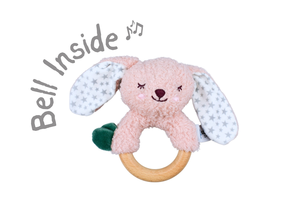 Koala Dream Snuggle Bunny Berry Bunny Wooden Ring Rattle