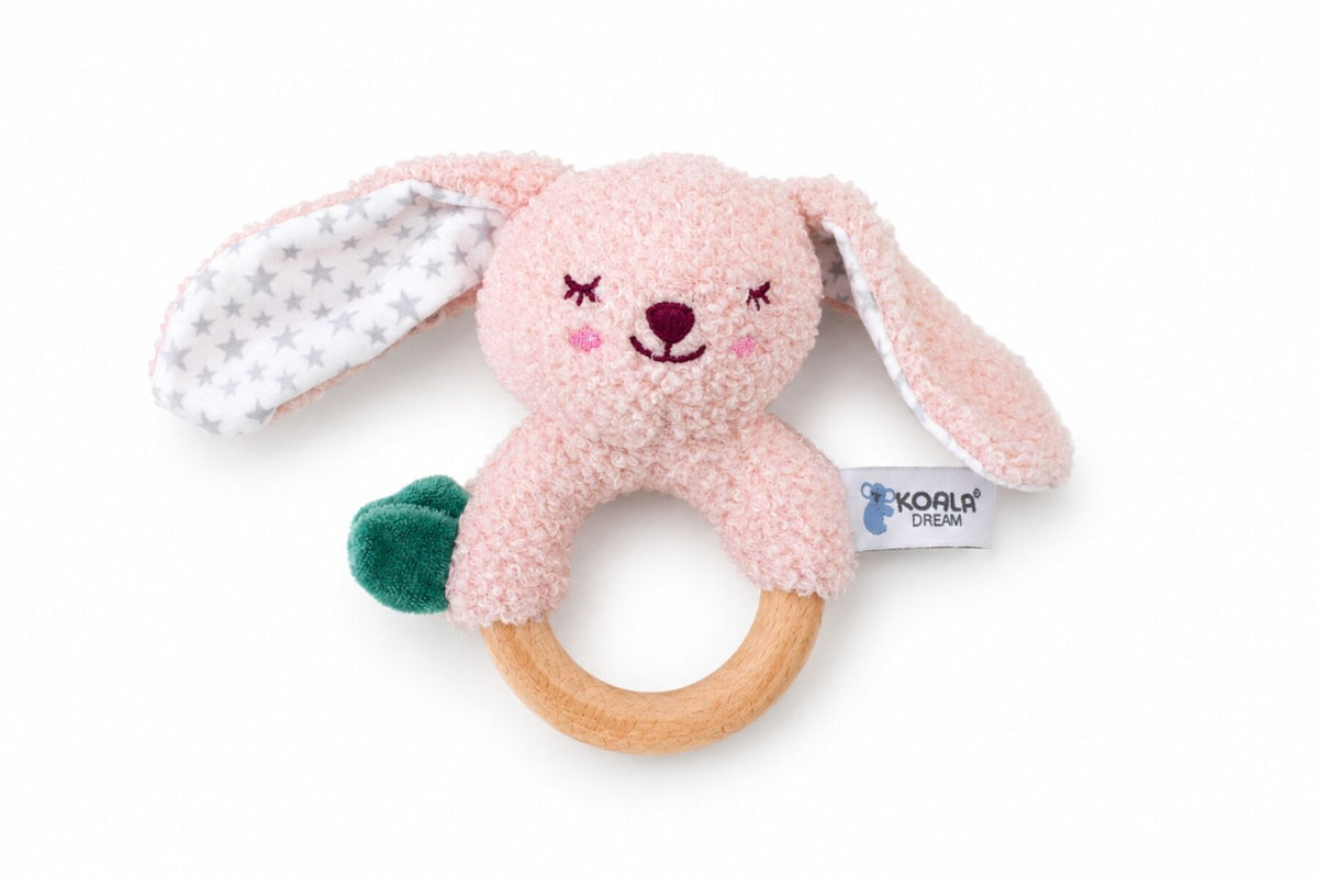 Koala Dream Snuggle Bunny Berry Bunny Wooden Ring Rattle