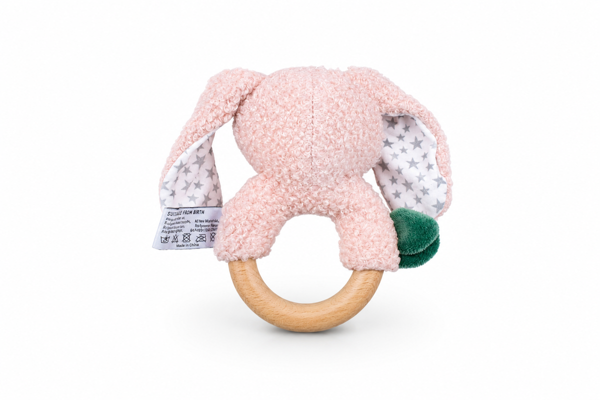 Koala Dream Snuggle Bunny Berry Bunny Wooden Ring Rattle