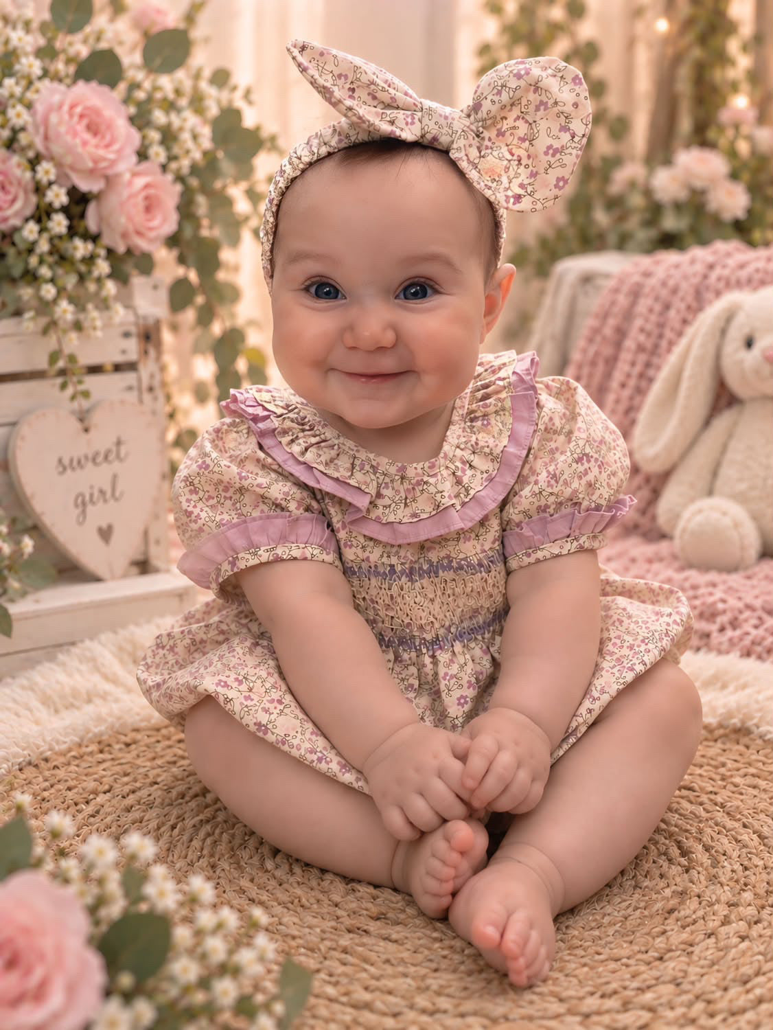 Goo & Co. Poppy Vintage Floral Smocked Romper