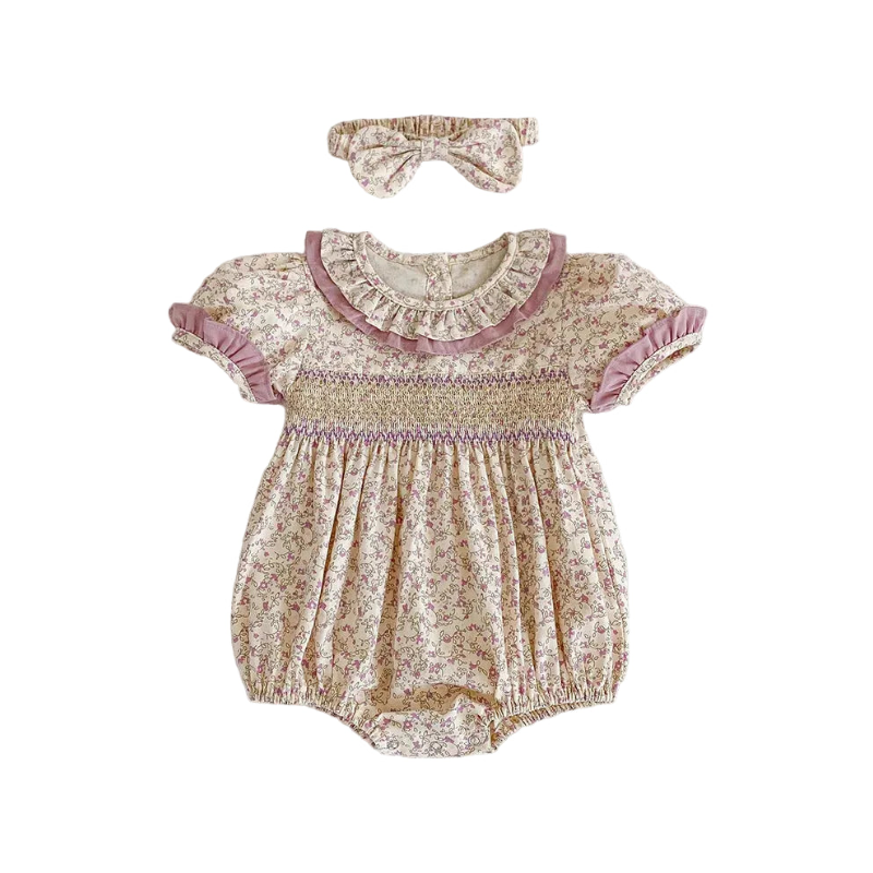 Goo & Co. Poppy Vintage Floral Smocked Romper