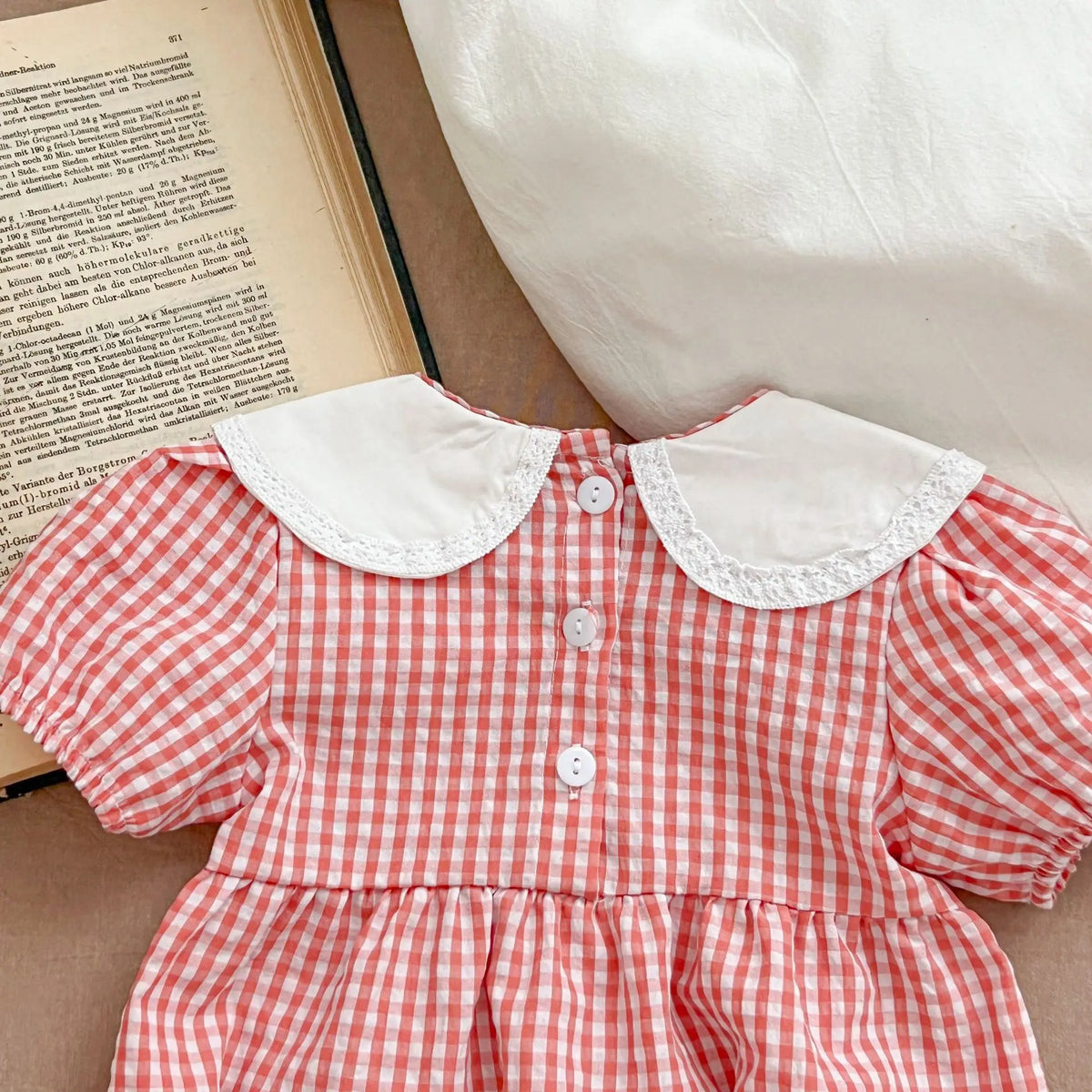 Goo & Co. Hazel Embroidered Collar Gingham Romper