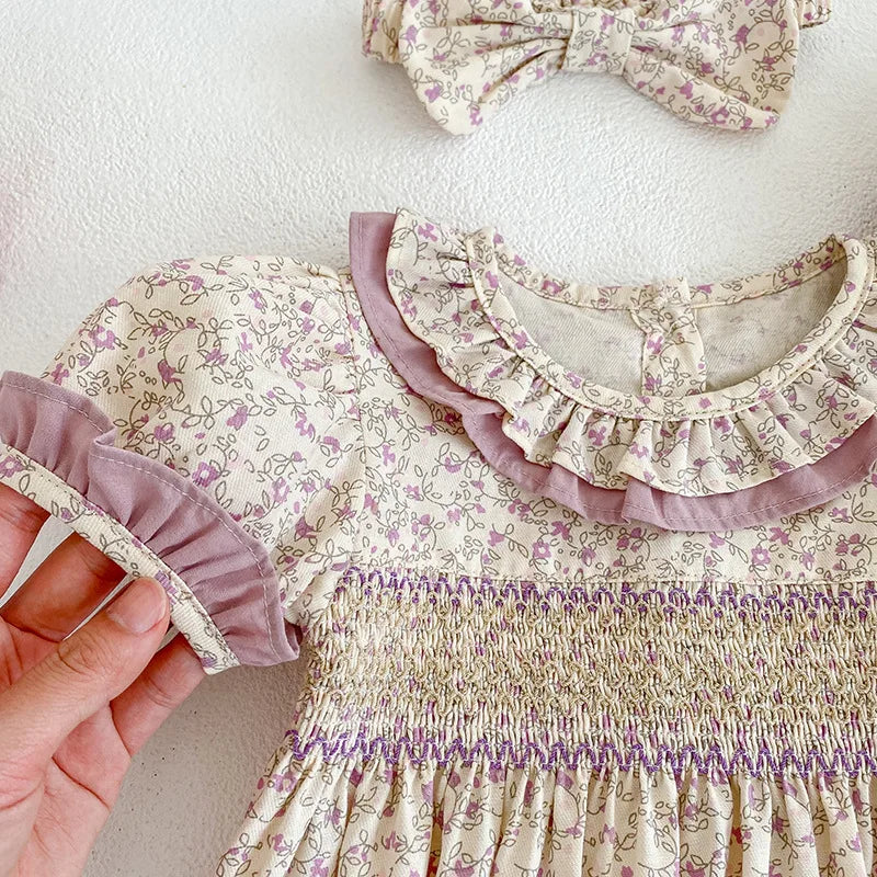 Goo & Co. Poppy Vintage Floral Smocked Romper