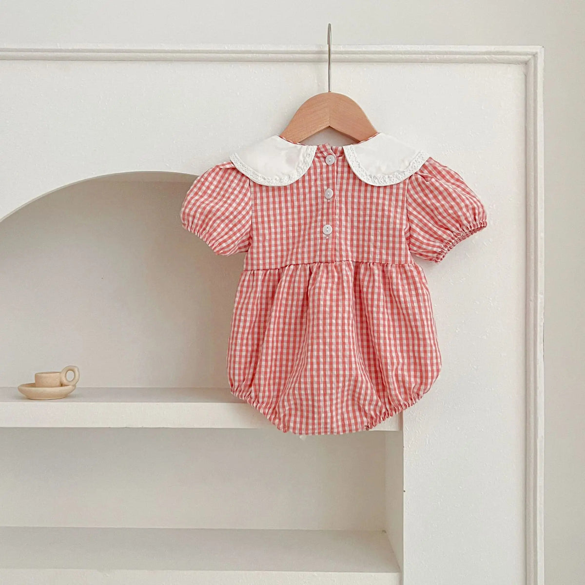 Goo & Co. Hazel Embroidered Collar Gingham Romper