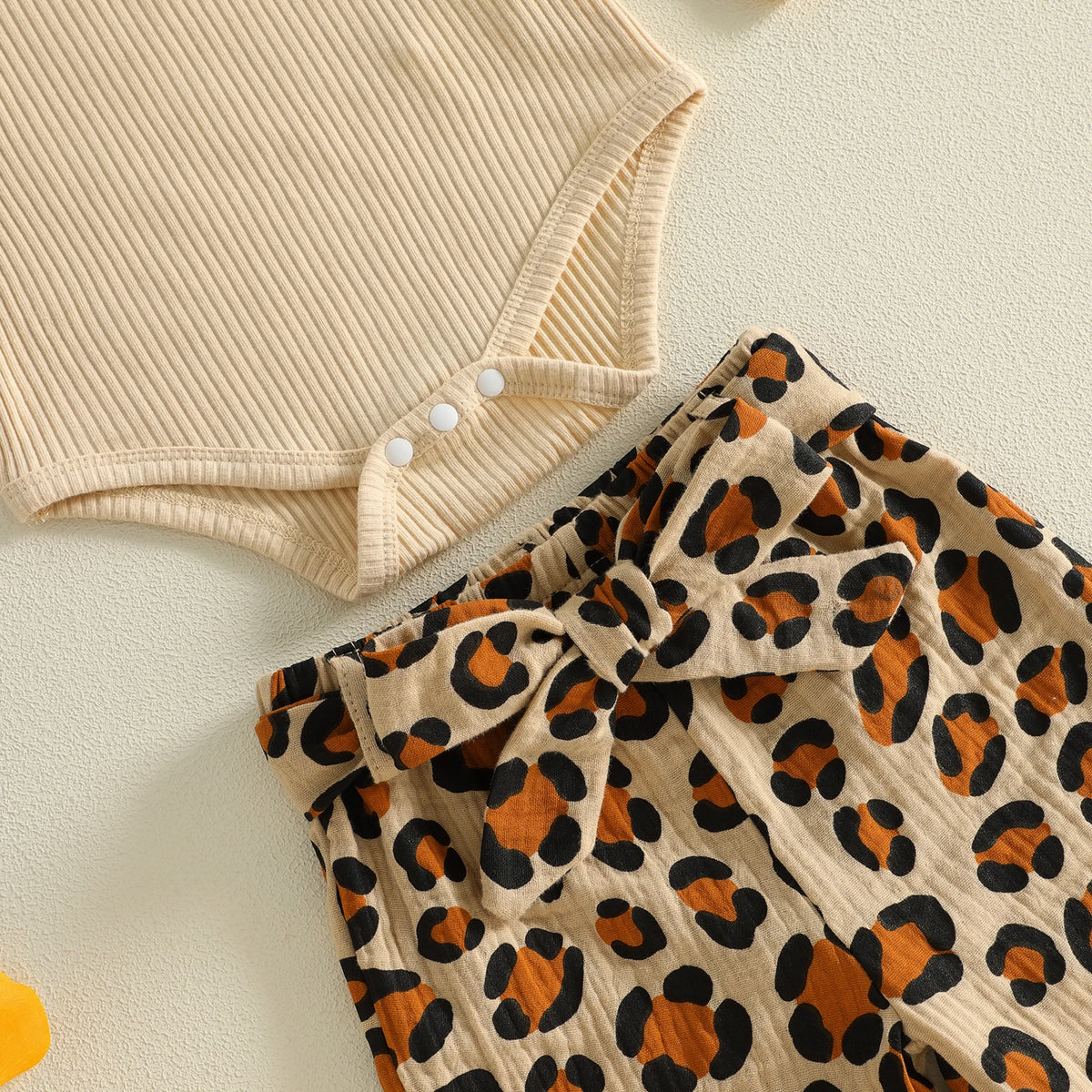 Mila Leopard Ribbed Romper Set