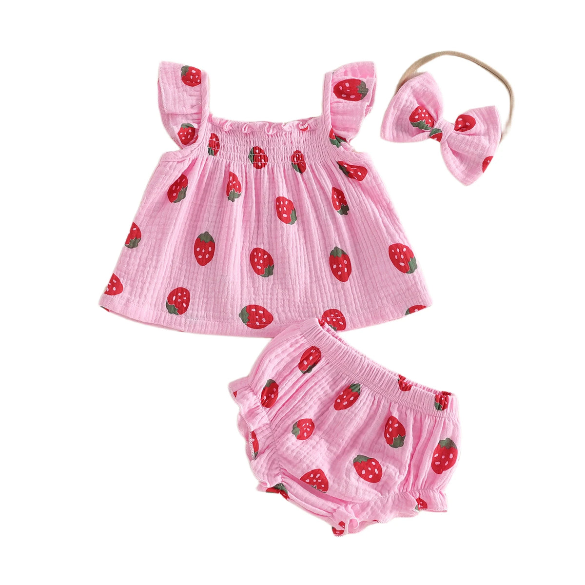 Sally Strawberry Bloomer Set - Pink
