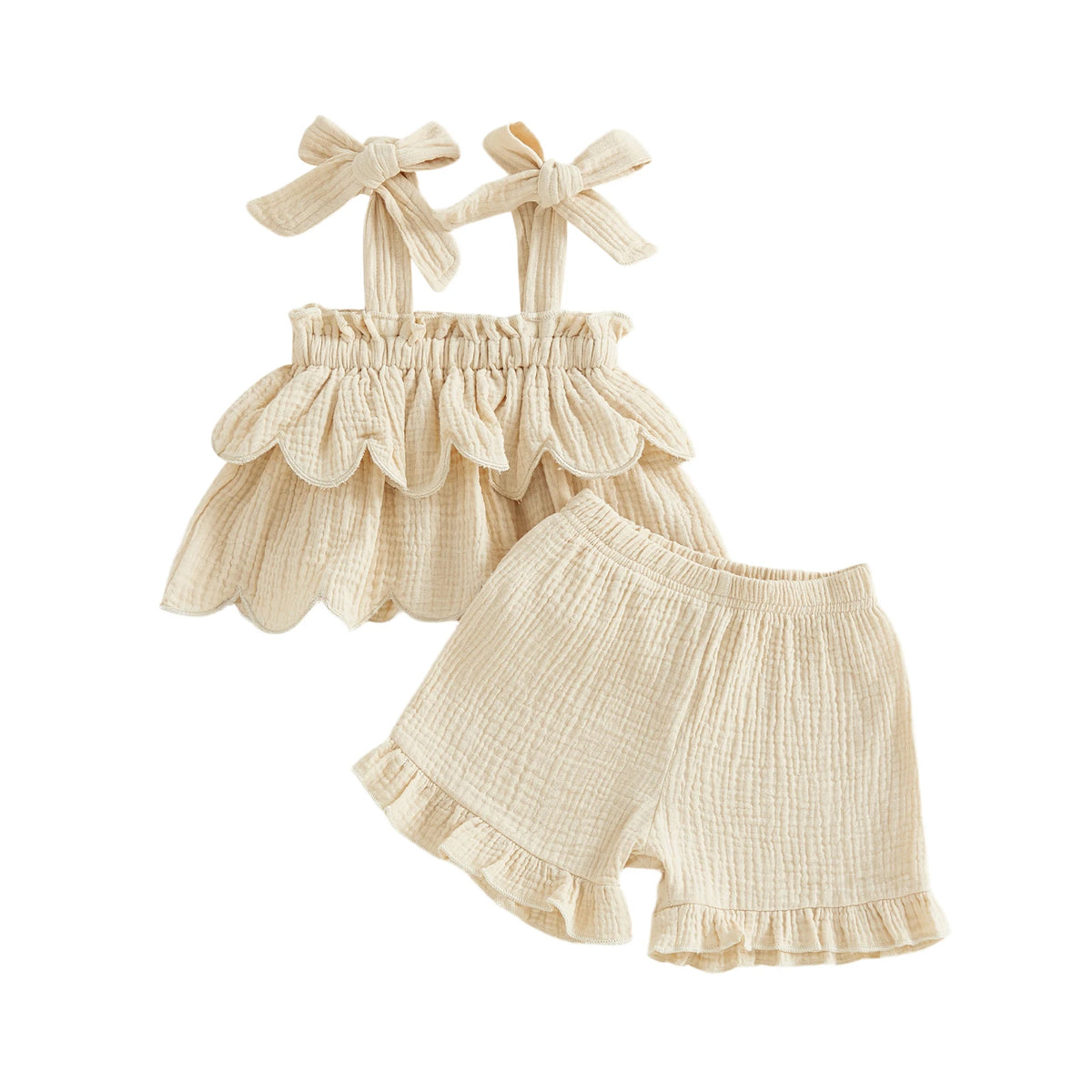 Moira Ruffle Shortie Set - Natural
