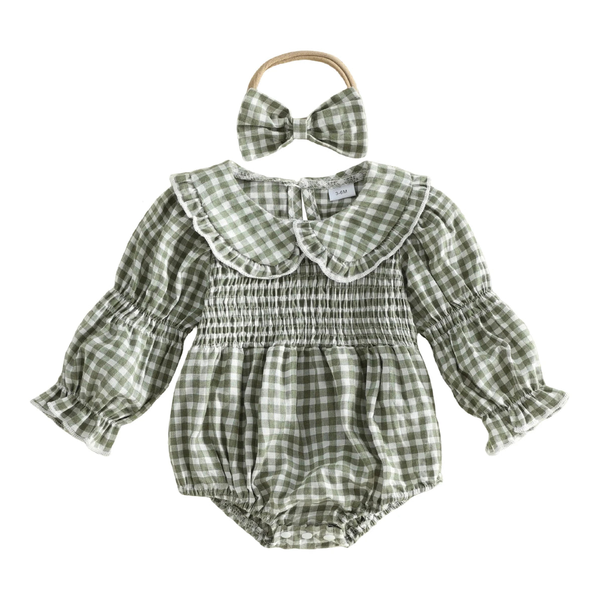 Harlow Plaid Collar Romper Set - Forest