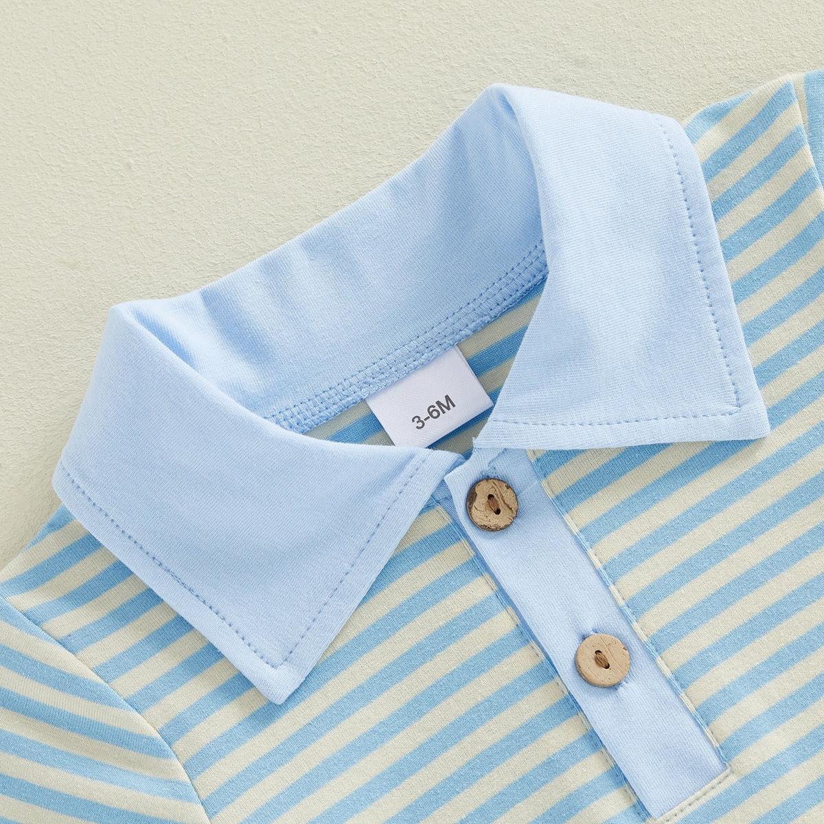 Samuel Stripe Collared Onesie - Sky