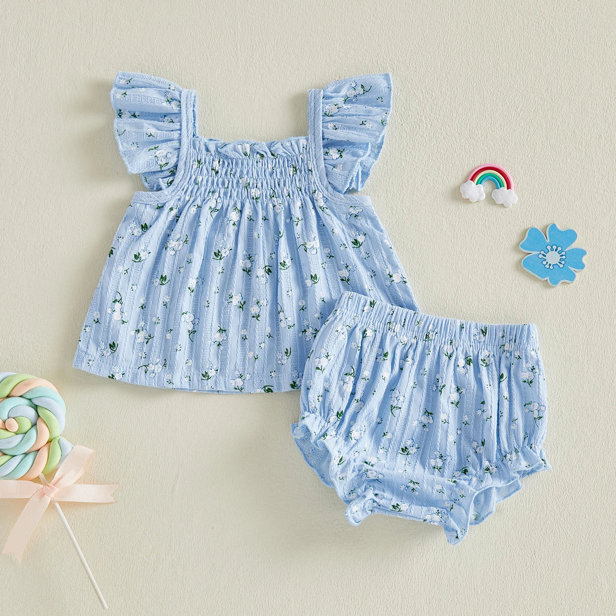 Florrie Floral Bloomer Set - Blue