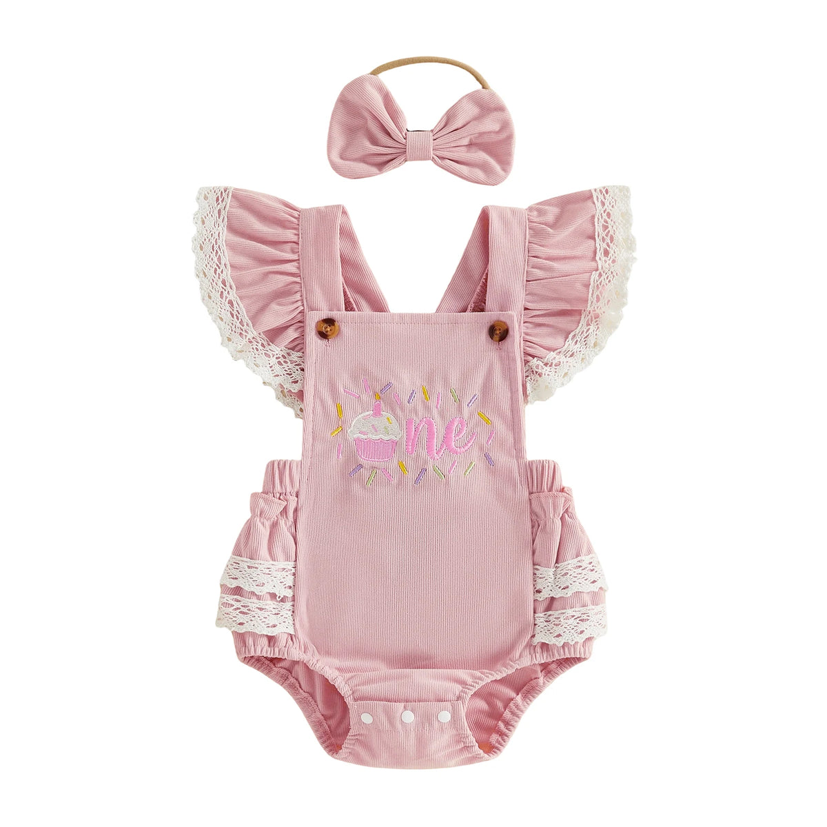 Cupcake 'One' Birthday Romper - Pink