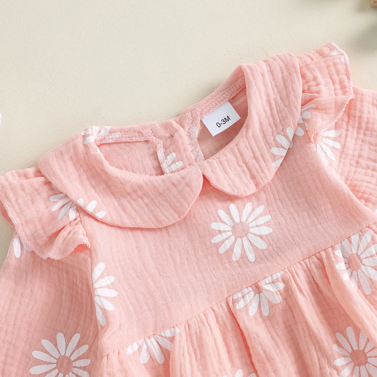 Nora Daisy Skirted Romper - Peachy