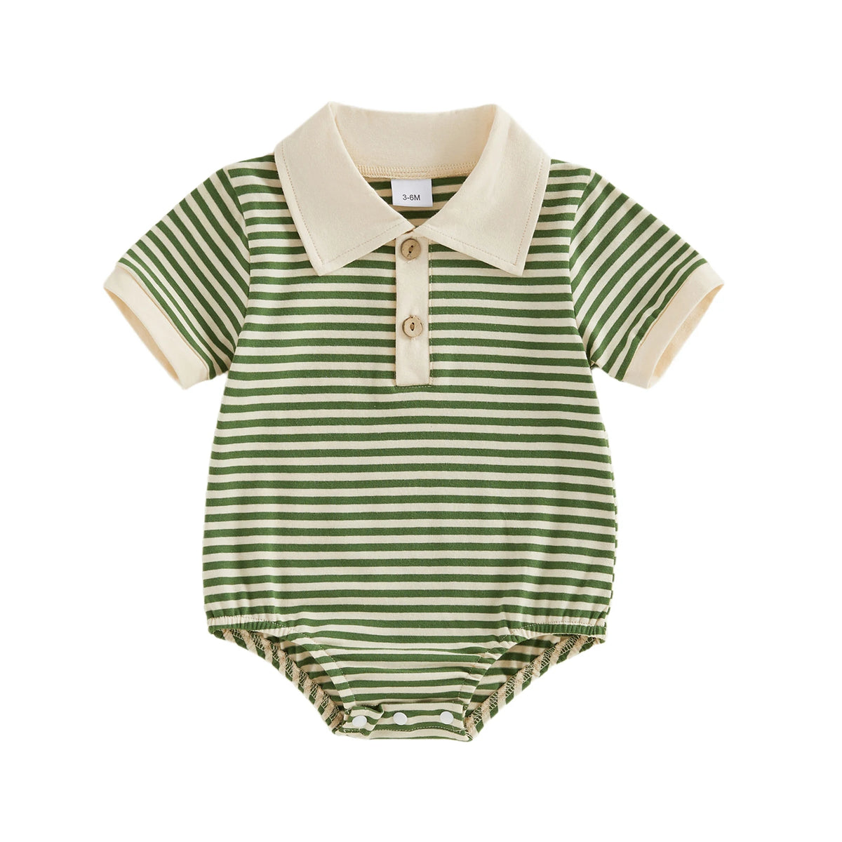 Samuel Stripe Collared Onesie - Green
