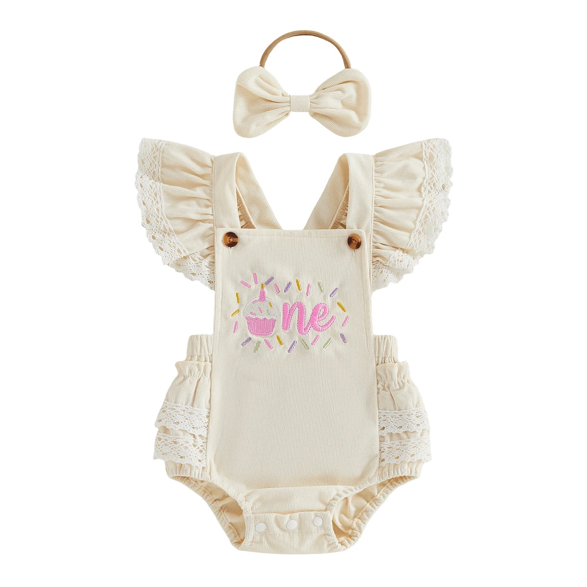 Cupcake 'One' Birthday Romper - Pink