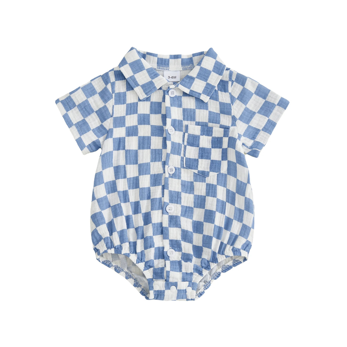 Charli Checker Collared Onesie - Blue
