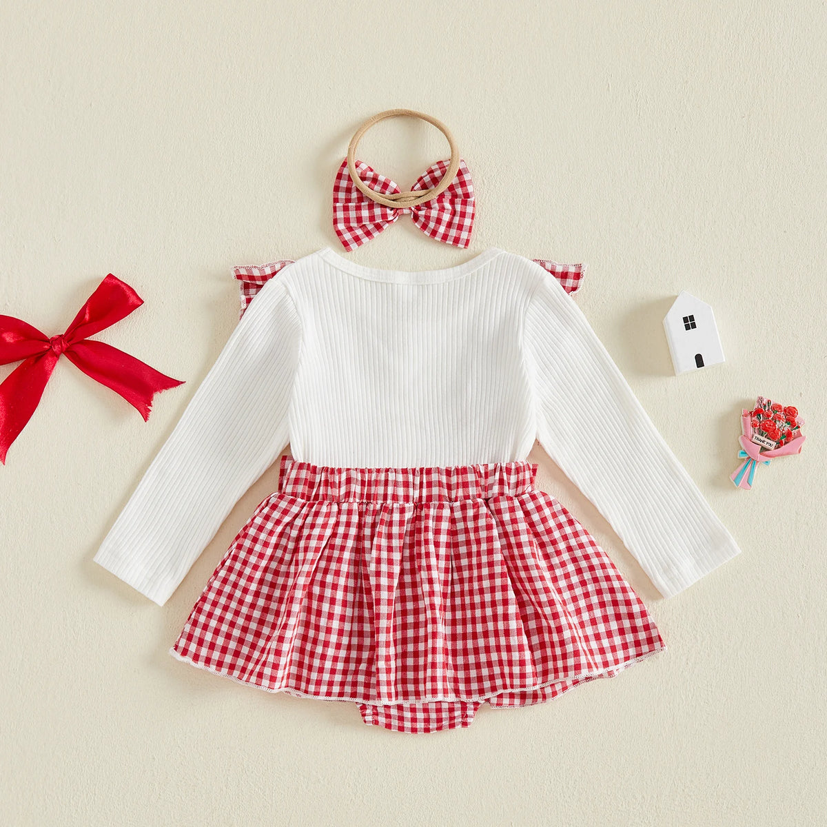Ruby Gingham Skirted Romper