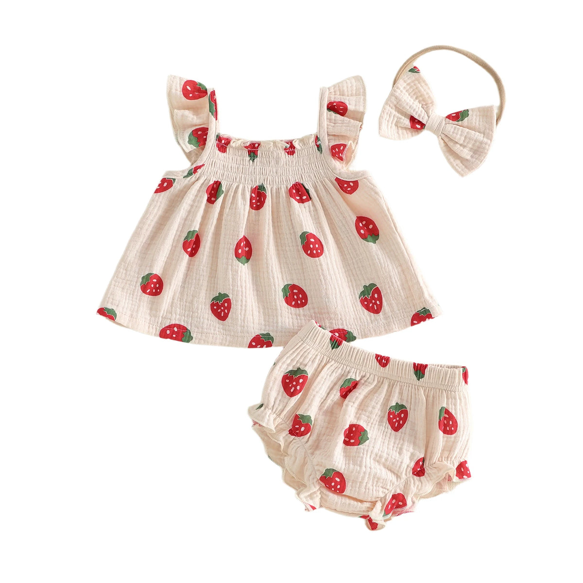 Sally Strawberry Bloomer Set - Natural