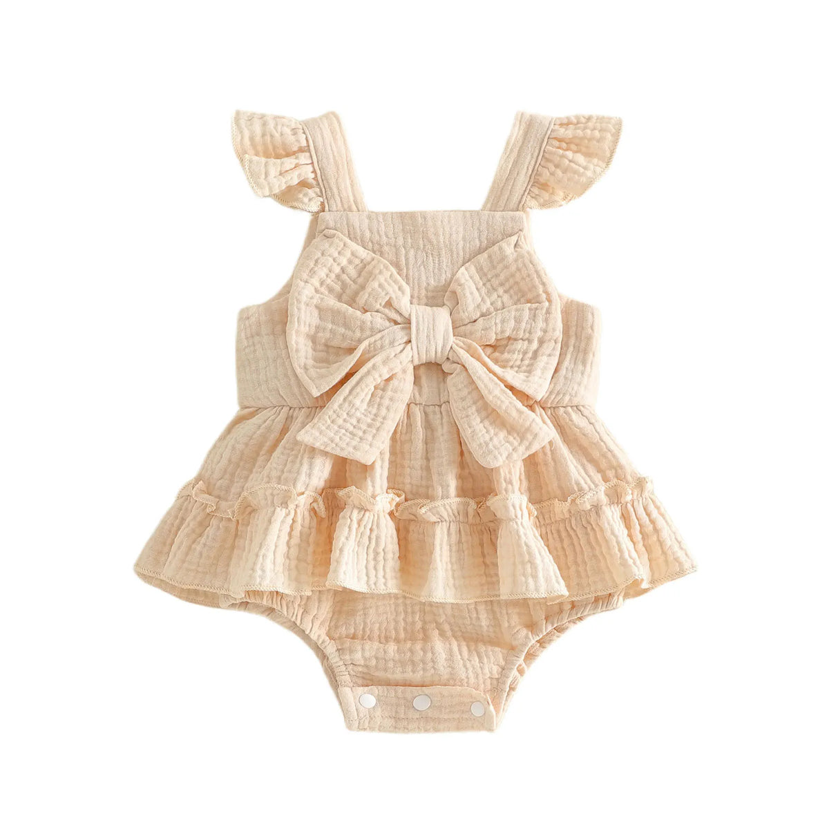 Nevah Bow & Flutter Romper - Peach
